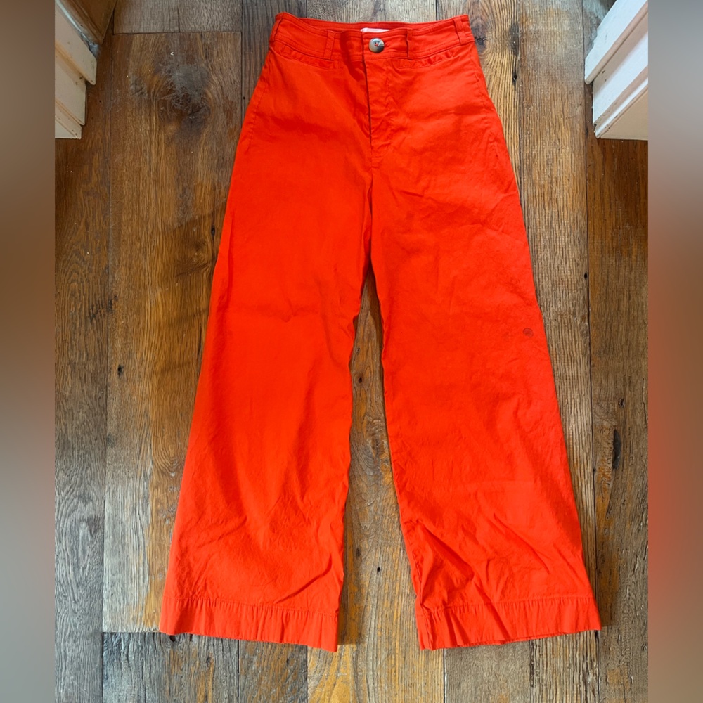 Anthropologie Fiery Red/Orange Flare Trousers